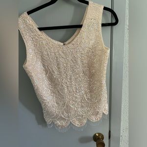 Vintage silk lined sequenced top zipper back mint condition